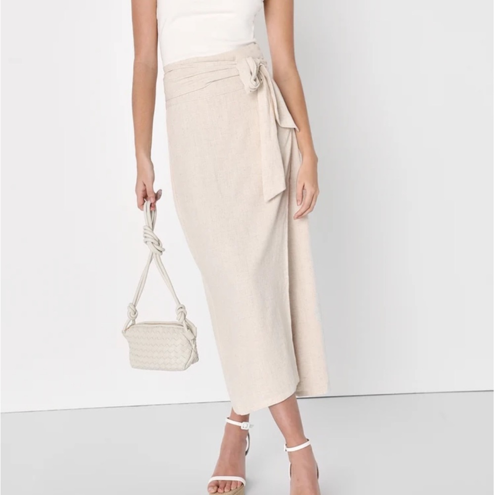 Lulus beige linen wrap skirt